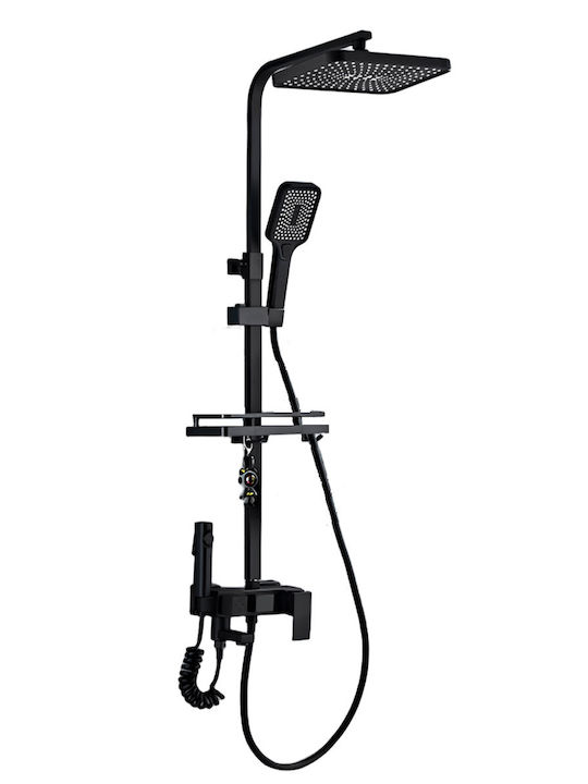 Duschsäule mit Wannenbatterie 31cm Schwarze