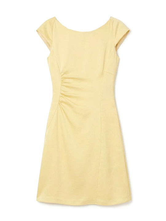 Summer Mini Dress for Wedding - Christening Open Back Yellow