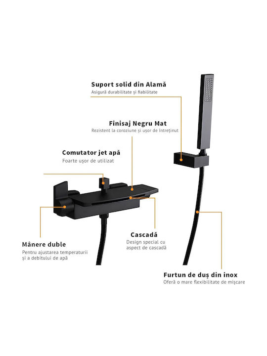 Mischen Badewannenarmatur Komplettes Set Schwarze