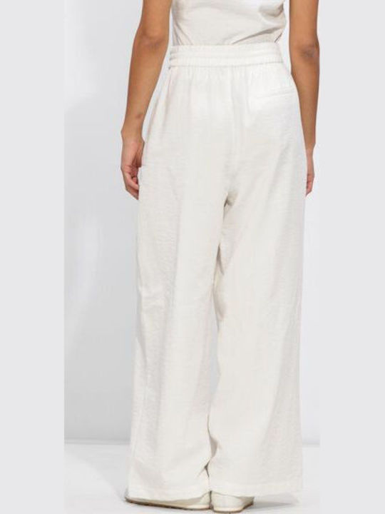 Pantaloni Dama Din Țesătură Alb