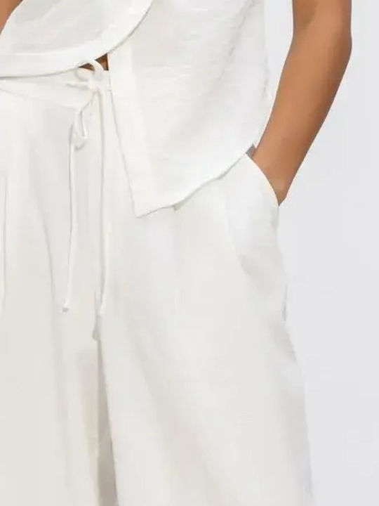 Pantaloni Dama Din Țesătură Alb