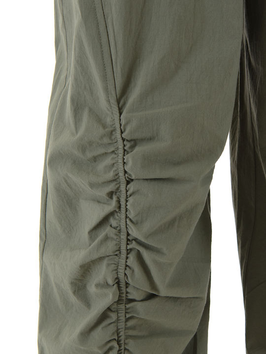 Damen Stoffhose mit Gummiband in Balloon Bein Stil Khaki
