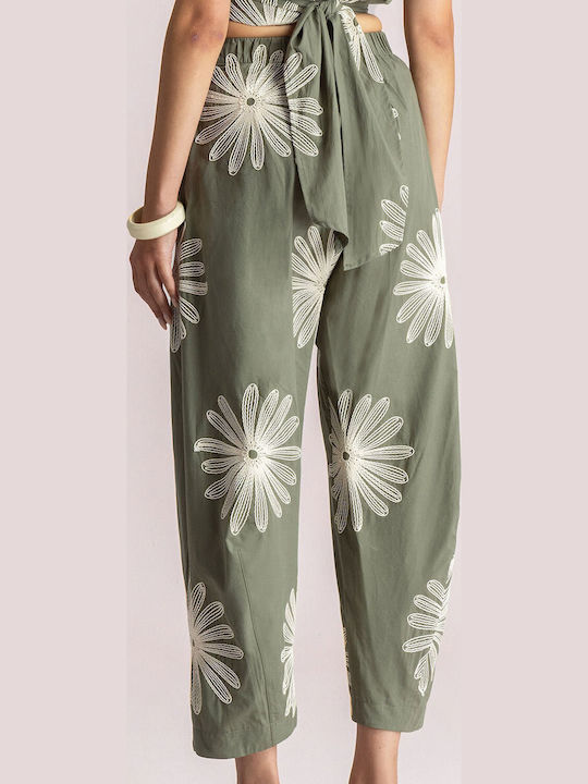 Moutaki Women's Fabric Trousers Khaki