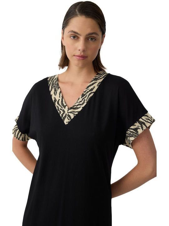 Minerva Summer Women's Nightgown Black Animal