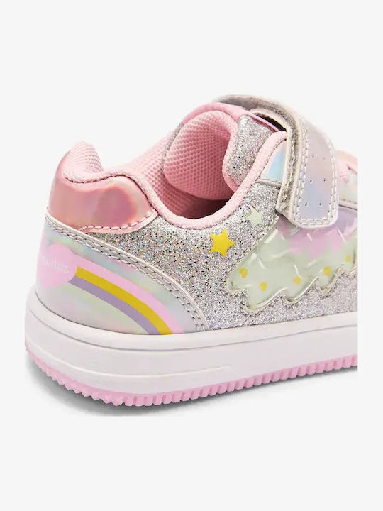Kids Sneakers Anatomic with Hoop & Loop Closure and Silver Lights