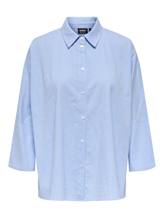 Long Sleeve Women's Cotton Shirt Blue