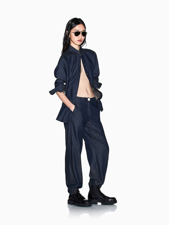 Langärmeliges Damen Denim Hemd Blau
