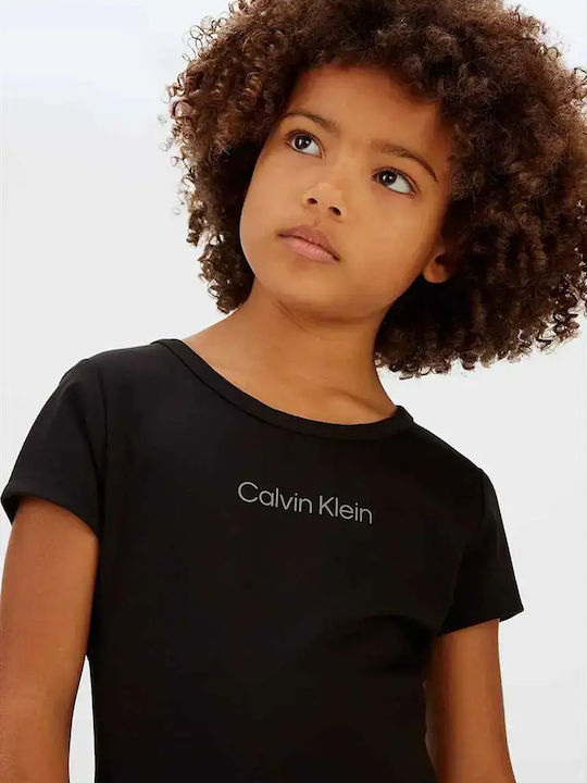 Punto Girls Dress Short Sleeve Black