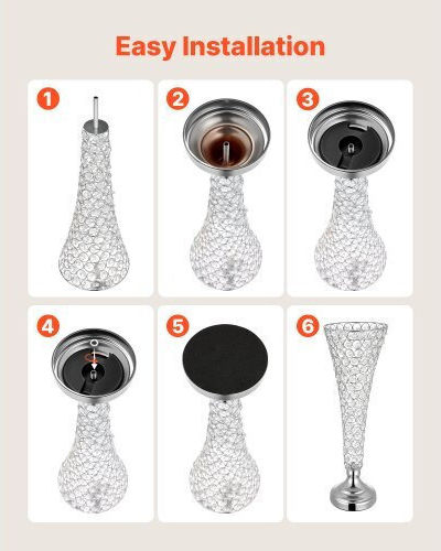 Vevor Set Decorative Crystal Silver Vases 17xH51cm 4 Pieces