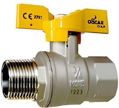 Valve 3/4'' Male-Female Butterfly Heavy Duty Brass Gas Natural Gas Oscar