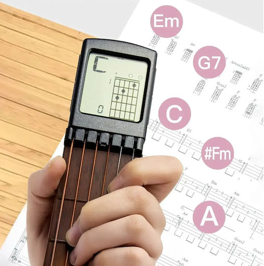 Antrenor Digital de Acorduri Chitară Zola Ecran Rotativ Funcție Metronom Corzi de Oțel 6 Taste Alimentare cu Baterie 310 × 50 × 35 Mm