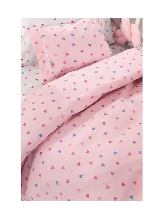 Guy Laroche Amore Amore Rosa Baumwoll-Kinderbettlaken Set Mit Gummizug 100x200cm 3 Stück