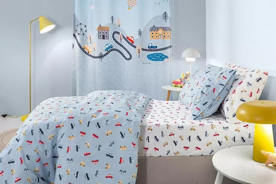 Guy Laroche Set Kinderbettlaken Mit Gummizug Baumwolle Roadtrip Sky 100x200cm 3 Stück