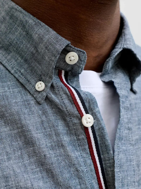Long Sleeve Linen Shirt Faded Denim