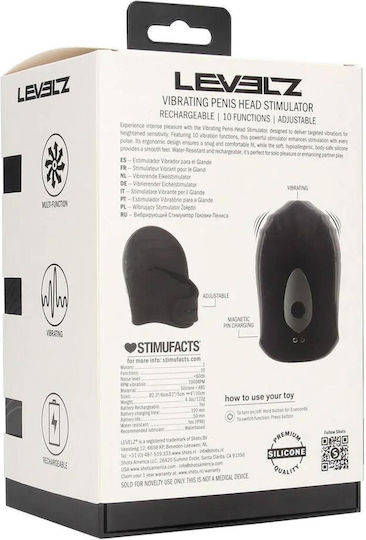 Adjustable Vibrating Silicone Penis Head Stimulator Black