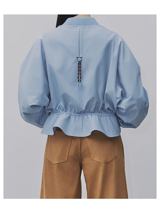 Short Women's Jacket for Spring/Autumn Sky-blue