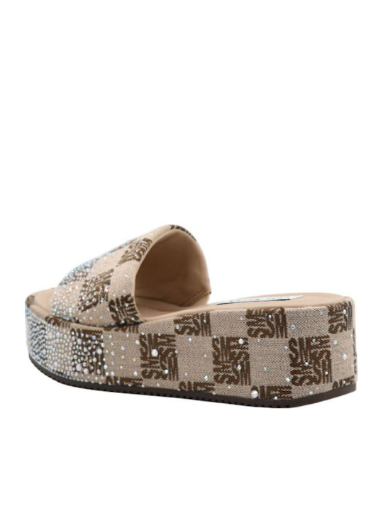 Mules with Heel in Beige Colour