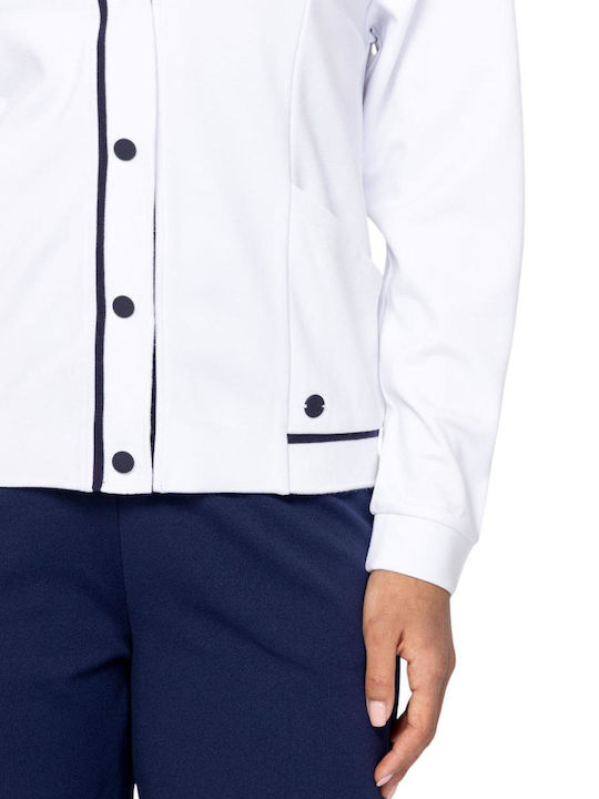Damen Strickjacke mit Knöpfen Weiß