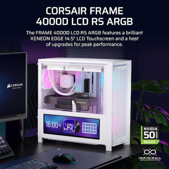 Adata Frame 4000D Gaming Midi Tower Computer Case with Side Window White