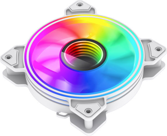 GameMax Case Fans 120mm (1200rpm) with RGB Lighting and 3-Pin Connection White