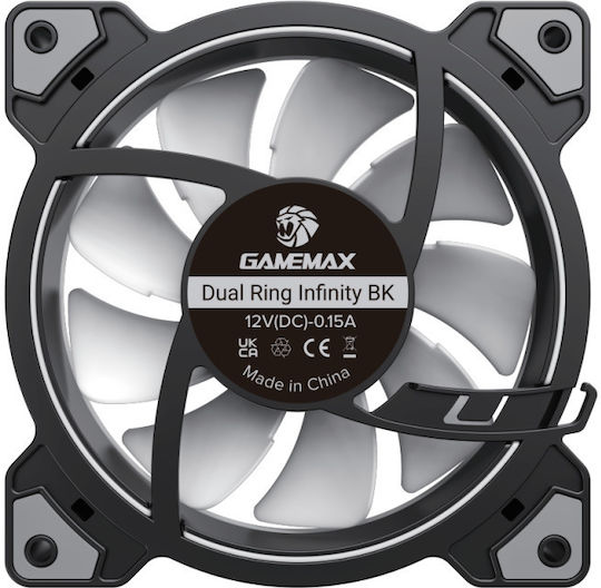 GameMax Case Fan 120mm 1200rpm with RGB Lighting and 3-Pin Connection