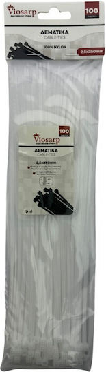 Plastic Cable Ties 250mmx2.5mm In White Colour 100pcs