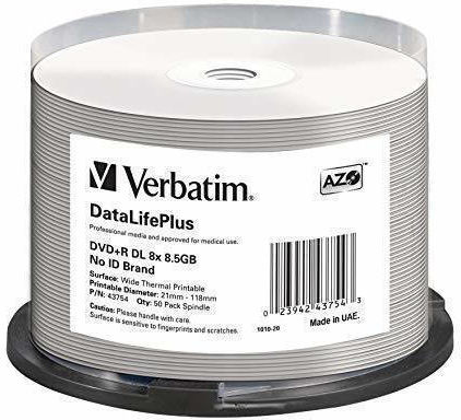 Verbatim Записваеми DVD+R 8x Двуслоен 8.5ГБ Кутия за торта 50бр