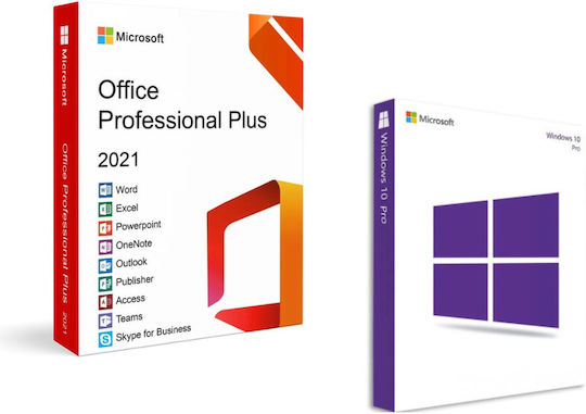 Microsoft Windows 10 Pro + Office 2021 Pro Plus Medialess Add-on Ελληνικά