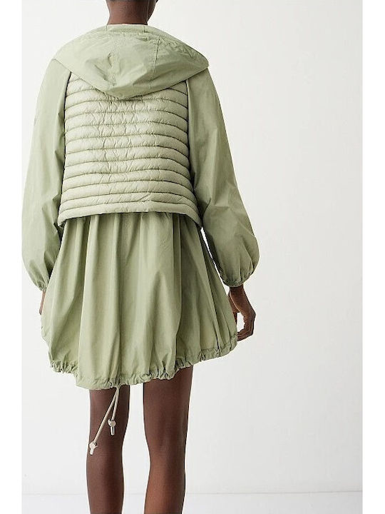 Long Women's Puffer Jacket Sage