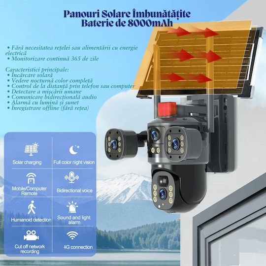 FOX385576 Cameră de Supraveghere IP Wi-Fi/4G 12MP Impermeabilă cu Baterie cu Comunicare Bidirecțională