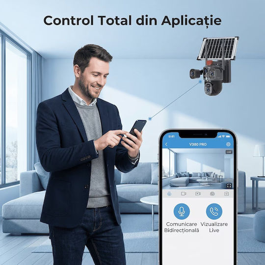 FOX385576 Cameră de Supraveghere IP Wi-Fi/4G 12MP Impermeabilă cu Baterie cu Comunicare Bidirecțională