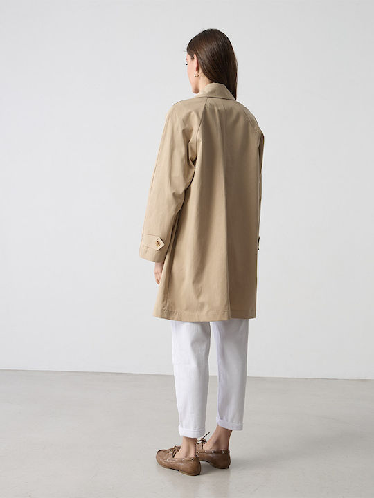 Women's Beige Oversized Gabardine