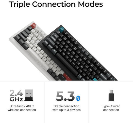 Keychron Q1 Ultra Q1U-M4 Wireless Gaming Keyboard 75% with Keychron Silk POM Banana Switches and RGB Lighting (English US)