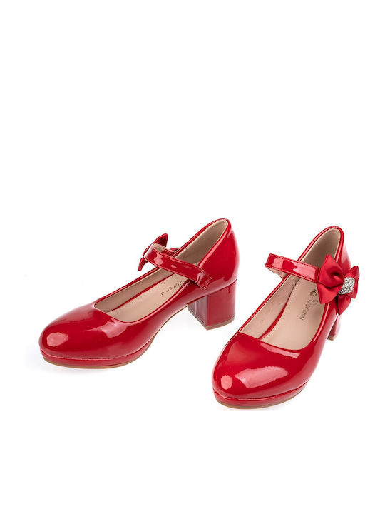 Kids Ballerinas with Hoop & Loop Closure Patent Leather Red