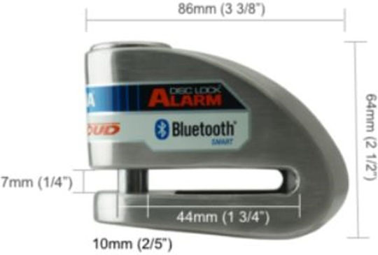 Xena XX10 Motorrad-Bremsscheibenschloss mit Alarm & Kette 10mm Silber Farbe
