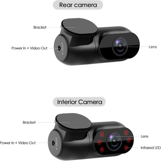 Viofo A139 Pro Set Autokamera DVR 4K mit Klebeband & Rückfahrkamera 3CH Triple-Auto-Kamera 4K HDR mit GPS und 5GHZ WI-FI