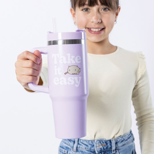Gim Παιδικό Παγούρι Θερμός με Καλαμάκι Pusheen Cat 880ml