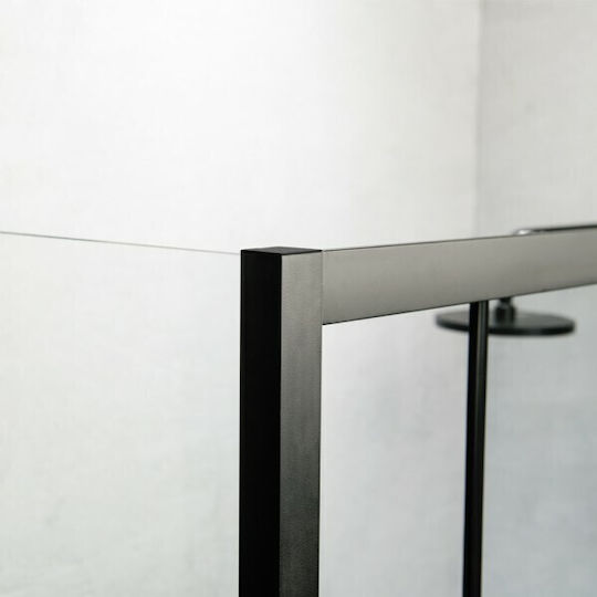 Devon Flow Σταθερό Πλαϊνό Ντουζιέρας 157-161x195cm Black Matt