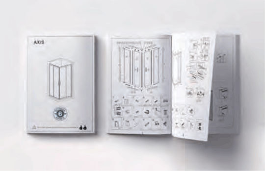 Axis Dreifach-Schiebetür Feste Seite für Dusche 127-131x185cm Sauberes Glas Chrom