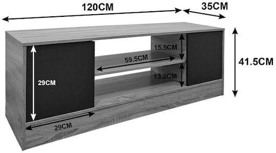 Έπιπλο Τηλεόρασης Sasa Ανθρακί Μ120xΠ35xΥ41.5cm