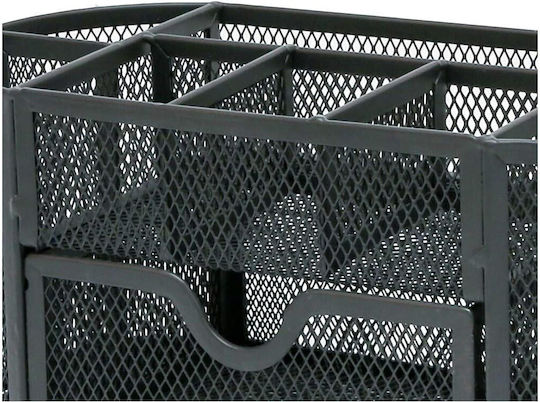 Metal Mesh Office Organizer 8 Slots Drawer Black 22x11x10 Cm Aria Trade