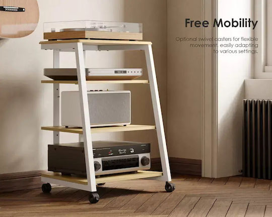 Fitueyes Eiffel AS07 Hi-Fi Furniture White/Oak 61x78x56.5cm