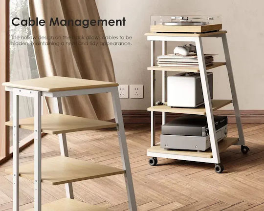 Fitueyes Eiffel AS07 Hi-Fi Furniture White/Oak 61x78x56.5cm