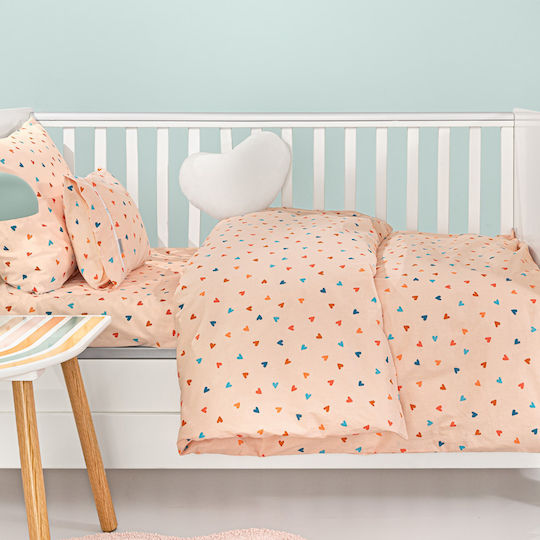 Guy Laroche Baby Sheets Crib Cotton Set Amore Salmon 115x170cm 3 Pieces