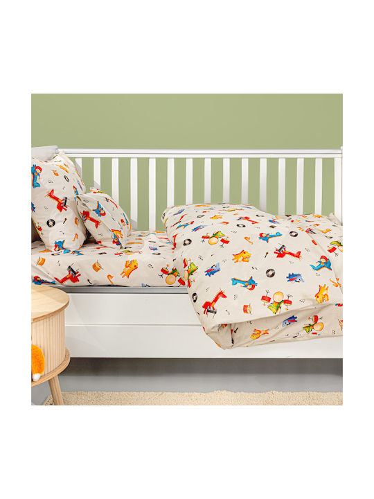 Guy Laroche Set Baby Sheets Crib Cotton Band Natural 115x170cm 3 Pieces