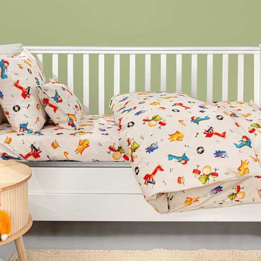 Guy Laroche Set Baby Sheets Crib Cotton Band Natural 115x170cm 3 Pieces
