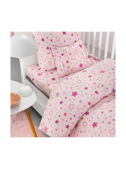 Guy Laroche Baby Sheets Crib Cotton Starland Pink 115x170cm 3 Pieces