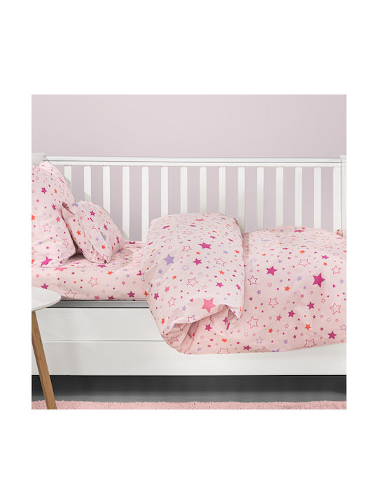 Guy Laroche Baby Sheets Crib Cotton Starland Pink 115x170cm 3 Pieces