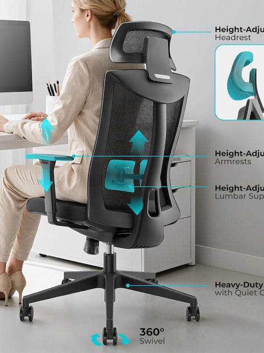 Lumivida Office Chair with Adjustable Arms Black