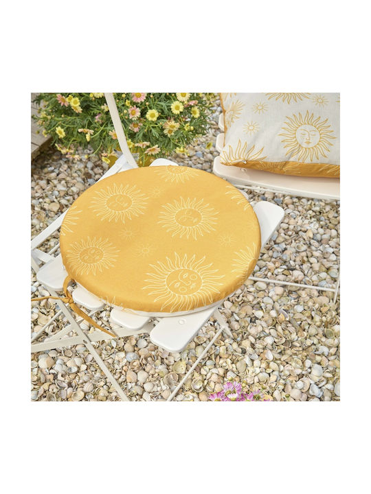 Kaemingk Waterproof Garden Chair Cushion Round Yellow 39x39cm